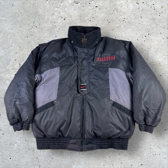 Vintage Nike Team Georgia Bulldogs Puffer Coat Jacket Men's Large Black Down 90s - Picture 1 of 8